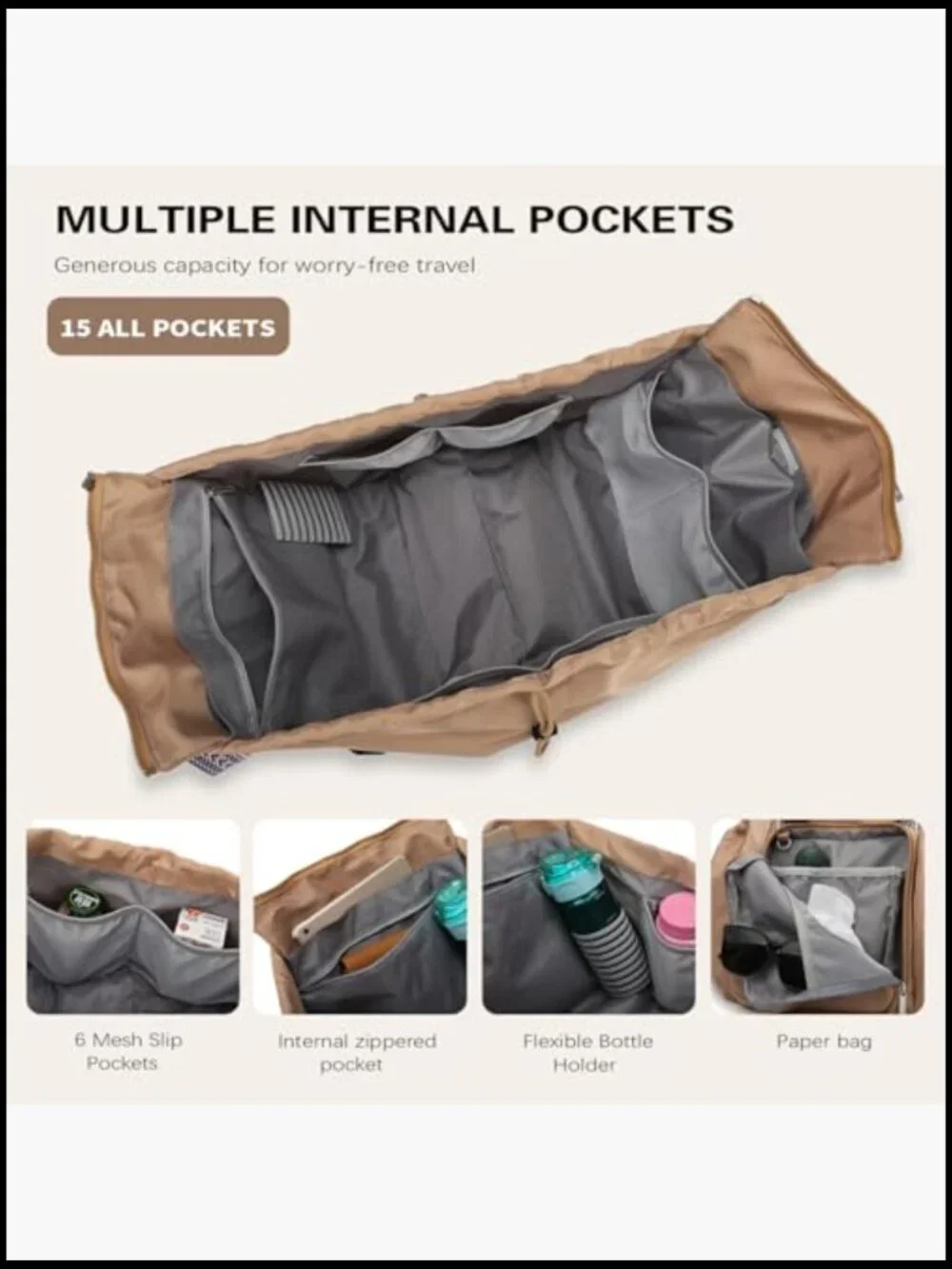 Convertible Backpack Tote 15 Pockets Large Capacity Under Seat Carry On Work